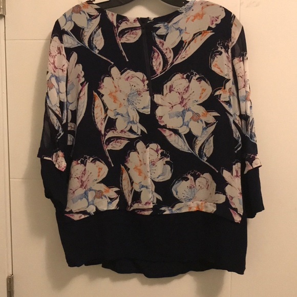 French Connection navy blouse with floral design - Picture 3 of 3